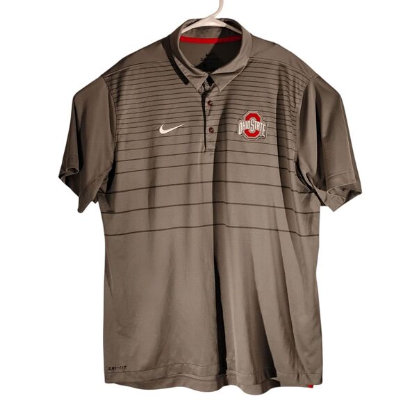 Ohio State Buckeyes Nike polo shirt mens XL Xlarge gray stripe golf football - Picture 1 of 10